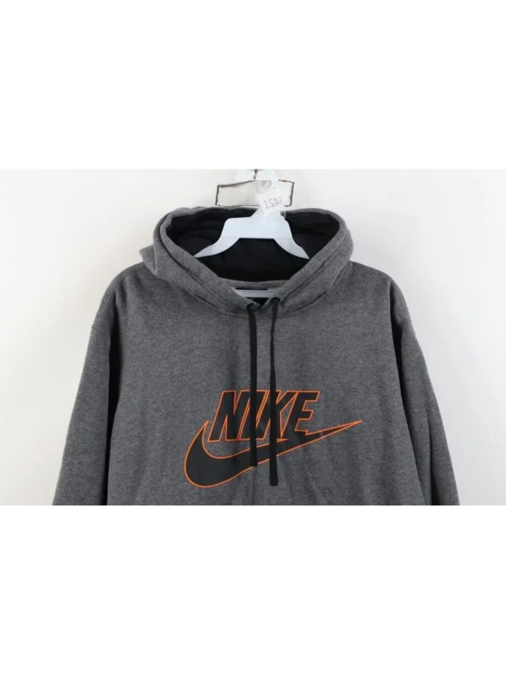 Vintage Y2K Nike Mens Size XL Center Big Swoosh Hoodie Sweatshirt Heather Gray